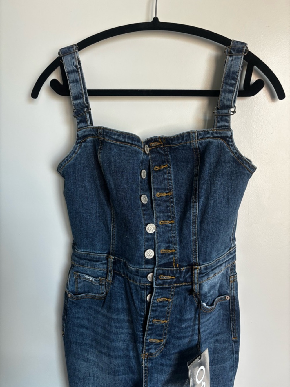 Dark Blue Denim Jumpsuit Jeans - Women - Picture 3 of 5